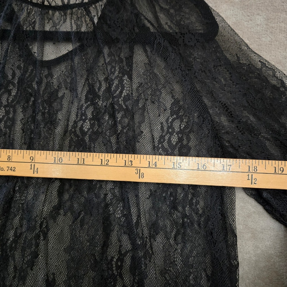 Unbranded Sheer Lace Tunic Top Large Black Whimsigoth Layering Grunge Romantic - Picture 7 of 8